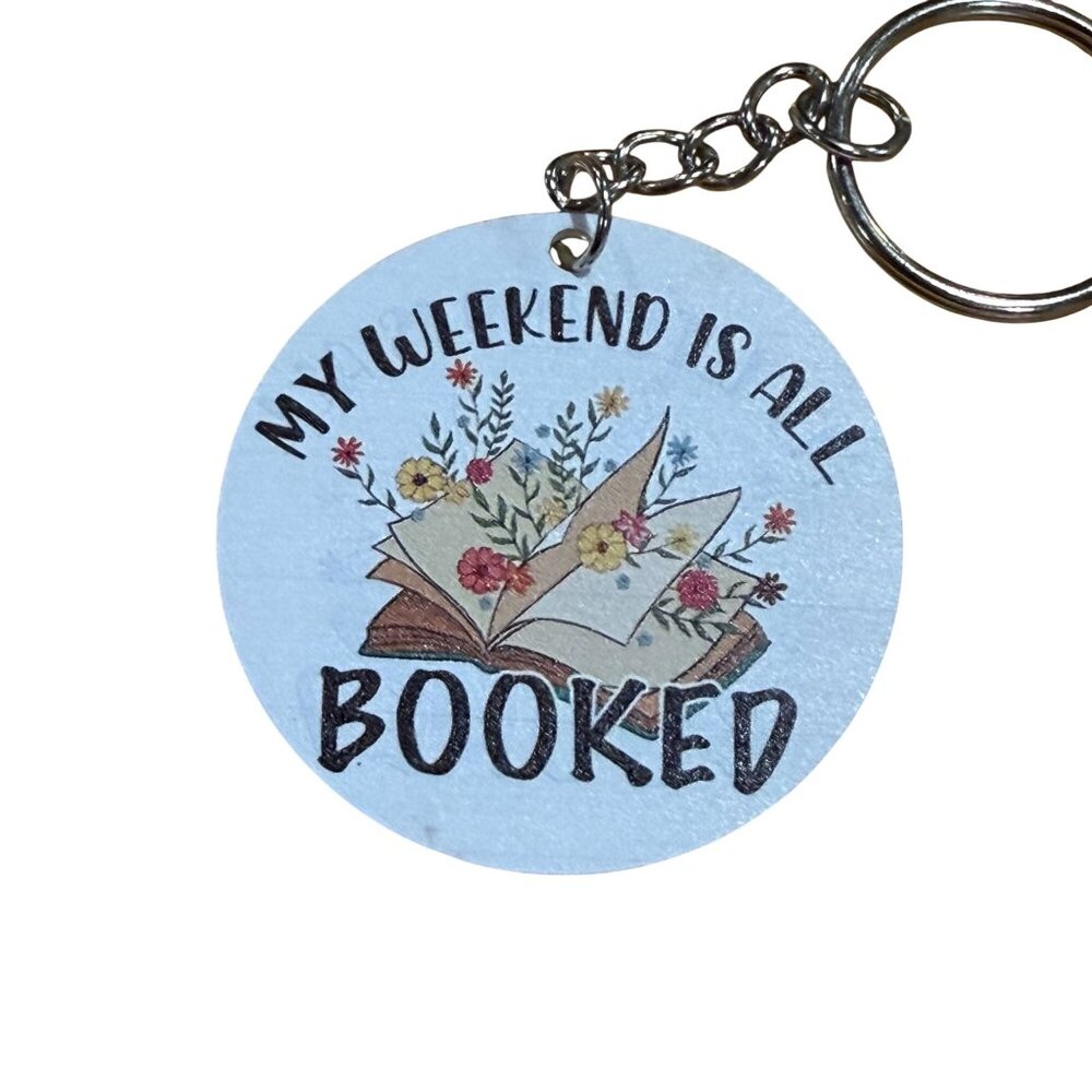 My Weekend Is All Booked Keychain New Readers Book Floral Flowers Gift - Picture 2 of 3